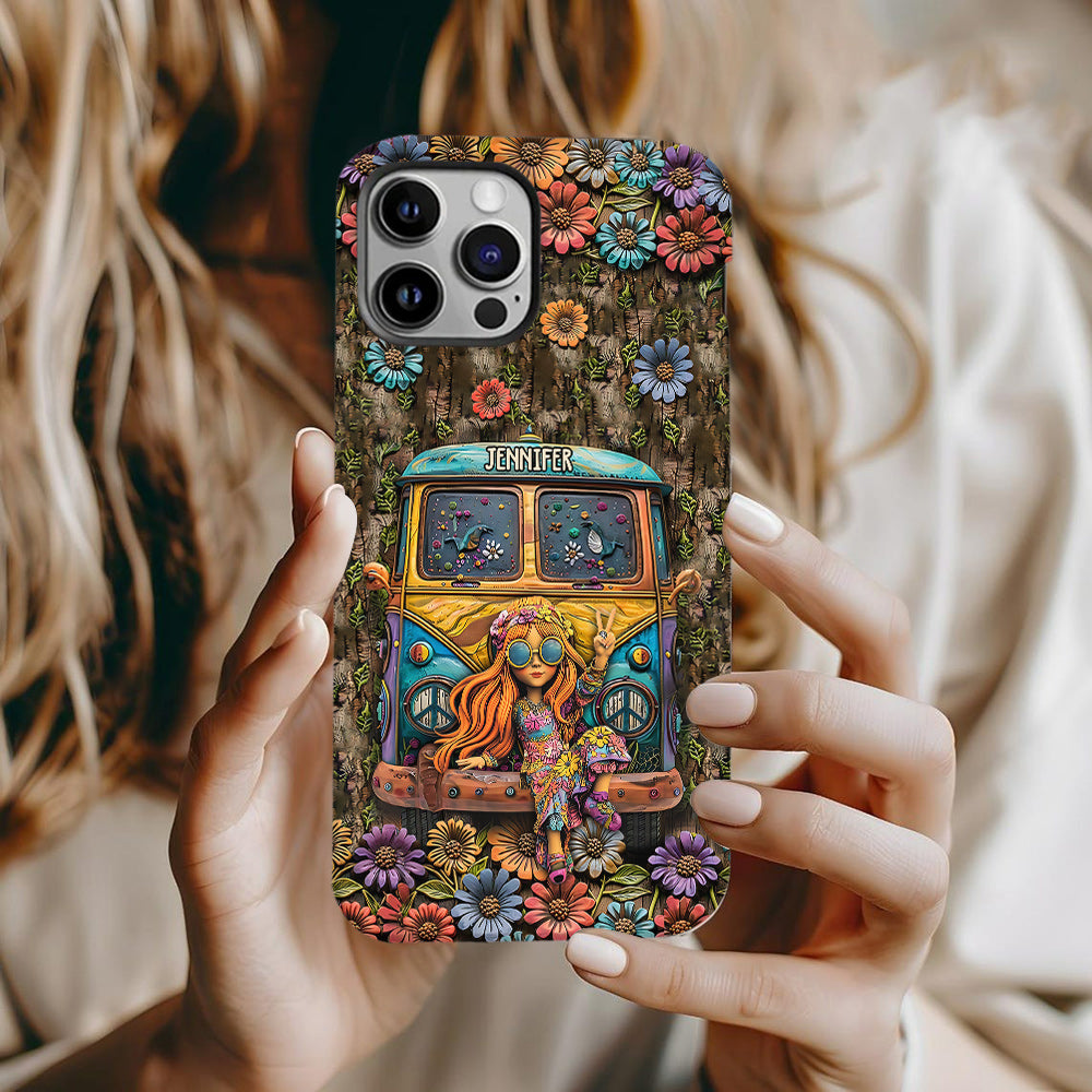 Hippie Bus And Girl - Personalized Hippie Full Print Phone Case