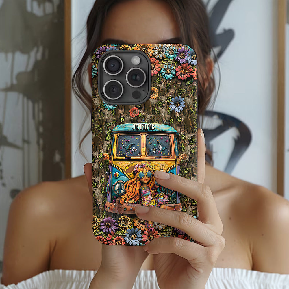 Hippie Bus And Girl - Personalized Hippie Full Print Phone Case