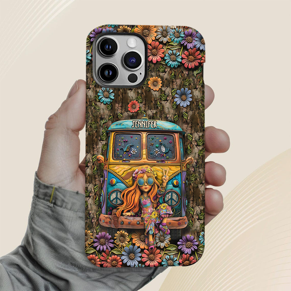 Hippie Bus And Girl - Personalized Hippie Full Print Phone Case