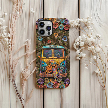 Hippie Bus And Girl - Personalized Hippie Full Print Phone Case