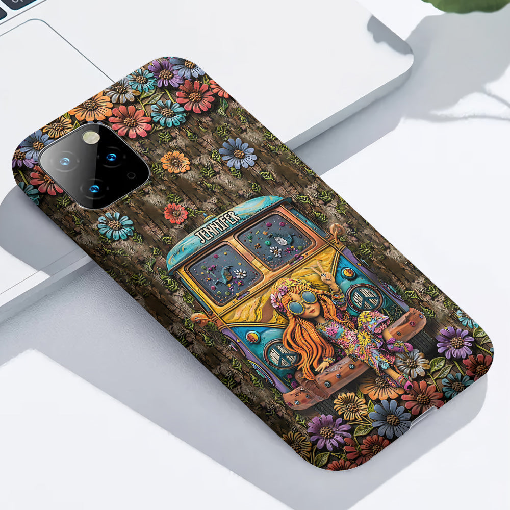 Hippie Bus And Girl - Personalized Hippie Full Print Phone Case