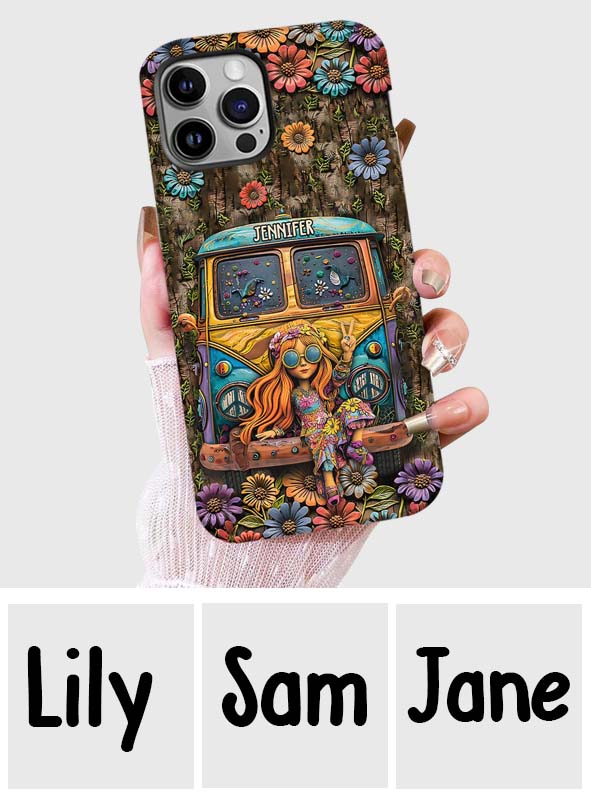 Hippie Bus And Girl - Personalized Hippie Full Print Phone Case