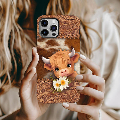 Cute Baby Highland Cow - Personalized Full Print Phone Case