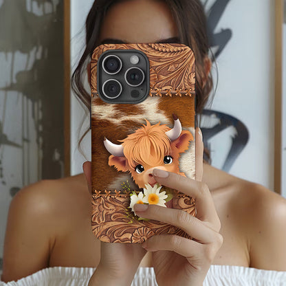 Cute Baby Highland Cow - Personalized Full Print Phone Case