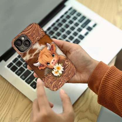 Cute Baby Highland Cow - Personalized Full Print Phone Case