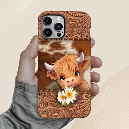 Cute Baby Highland Cow - Personalized Full Print Phone Case