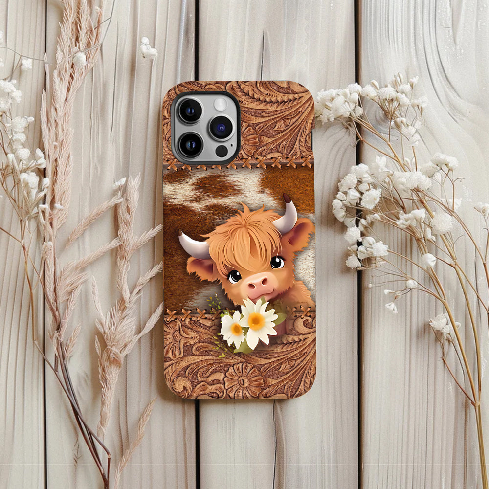 Cute Baby Highland Cow - Personalized Full Print Phone Case