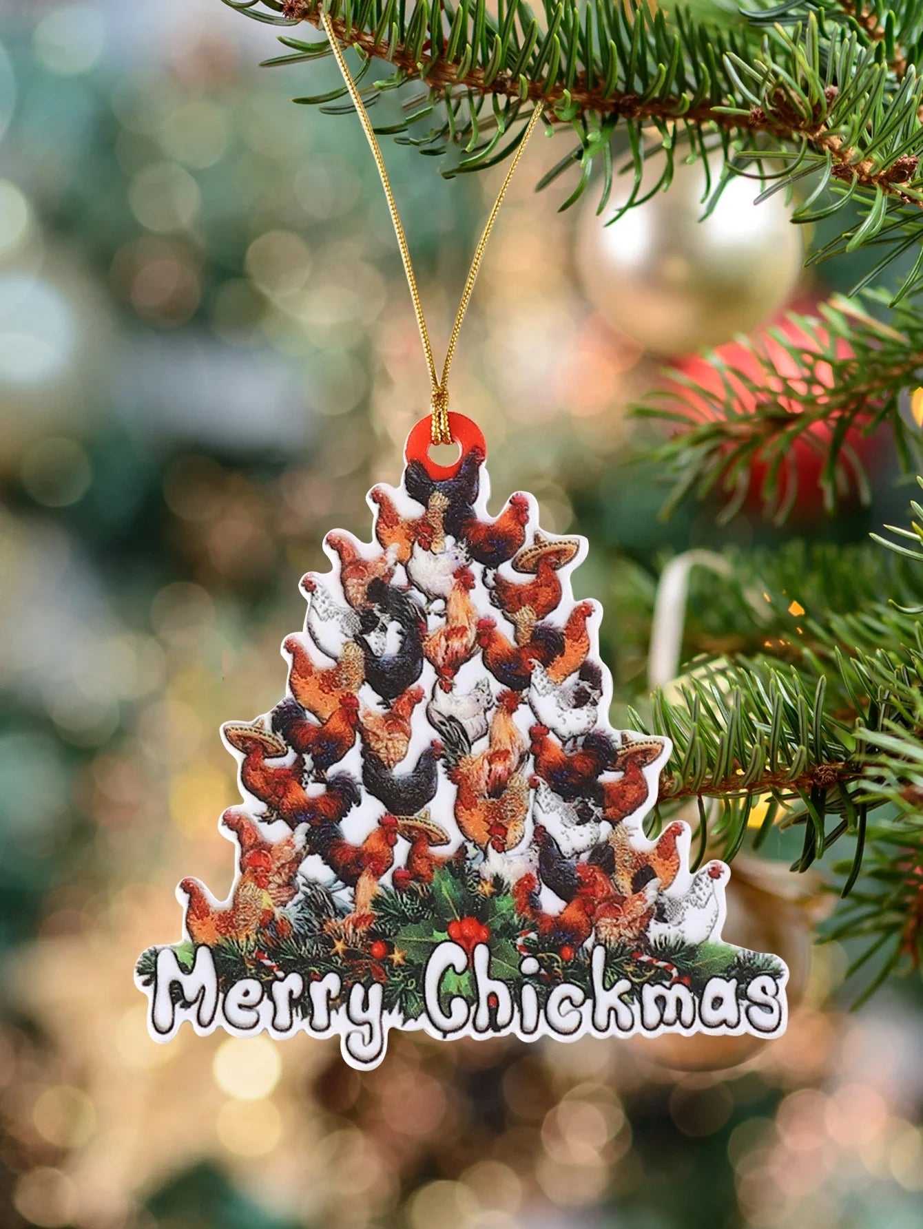 Chickens Tree Christmas Acrylic Ornament