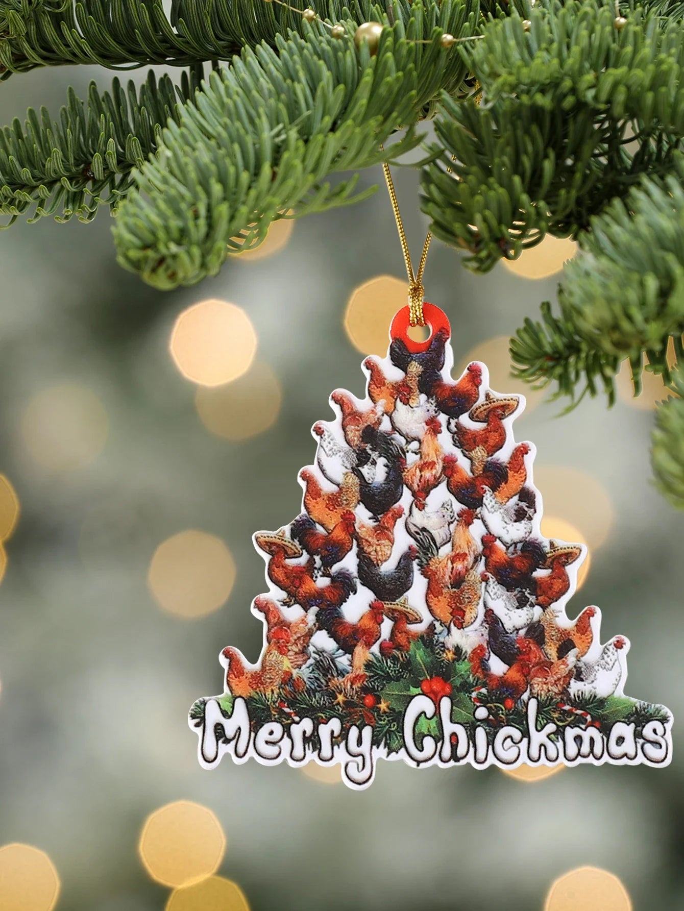 Chickens Tree Christmas Acrylic Ornament