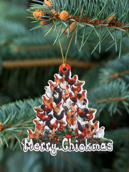 Chickens Tree Christmas Acrylic Ornament