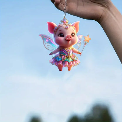 Fairy Pig Acrylic Ornament - Gift For Pig Lover's