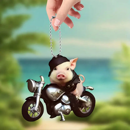 Cute Pig Motobike  Acrylic Ornament - Gift For Pig Lover's