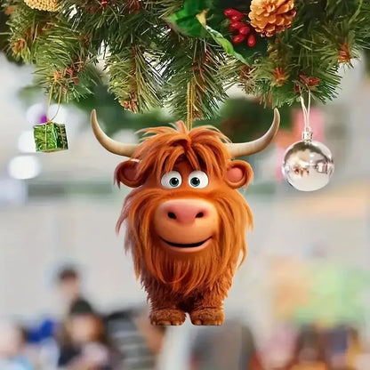 Highland Cow Cute Acrylic Ornament - Gift For Cow Lover's