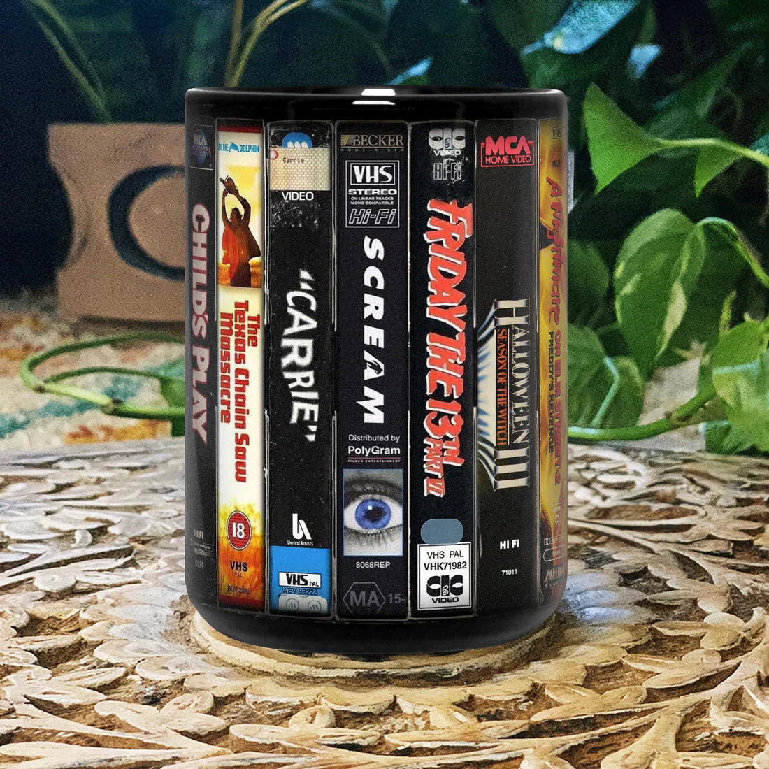 VHS Tape Halloween Movies Nostalgic Black Mug - Movies Version