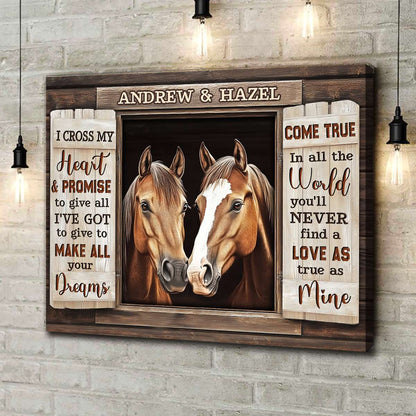 Personalized Rustic Love Story Horse Canvas