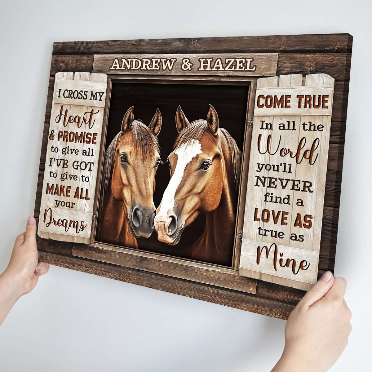 Personalized Rustic Love Story Horse Canvas