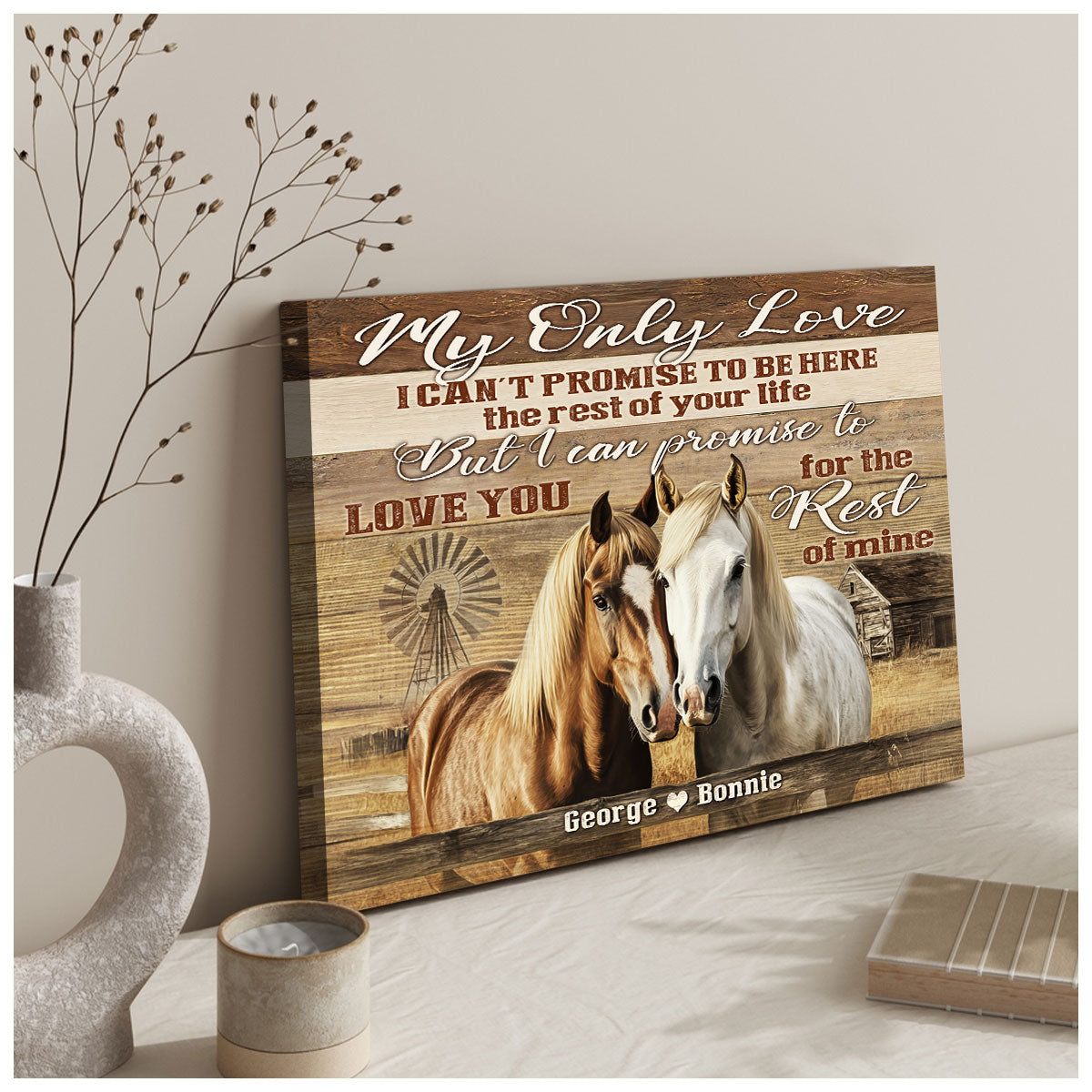 Personalized Horse Couple Anniversary Canvas Gifts For Couple