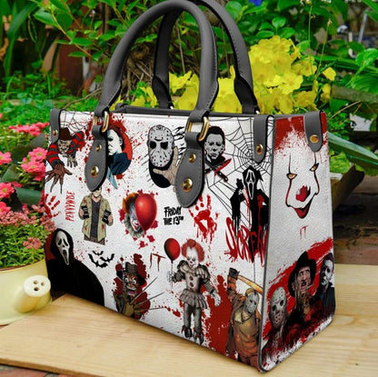 Halloween Horror Characters Leather Handbag