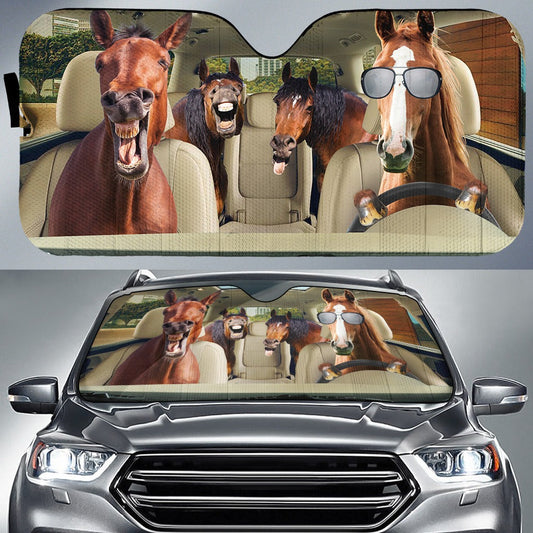 Funny Driving Horse Crazy Car Sunshade