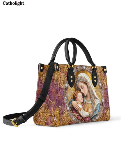 Divine Madonna And Child Leather Bag