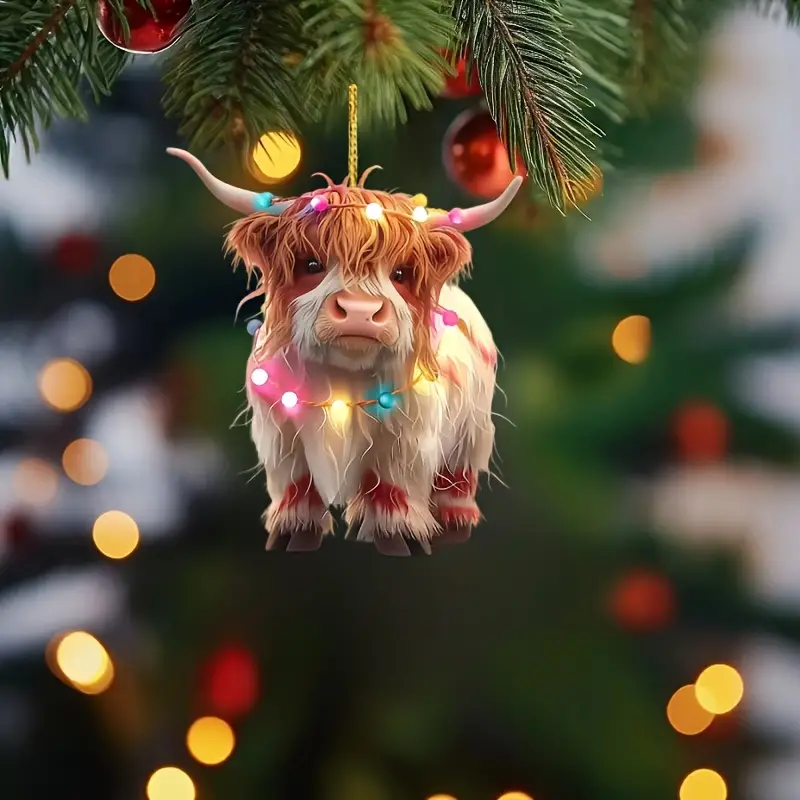 Cute Cow Colorful Lights Acrylic Ornament - Gift For Cow Lover's