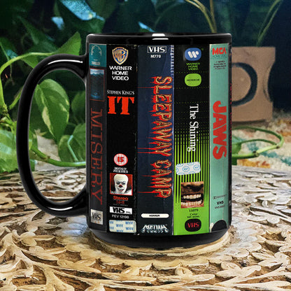 VHS Tape Halloween Movies Nostalgic Black Mug - Movie Version 2.0