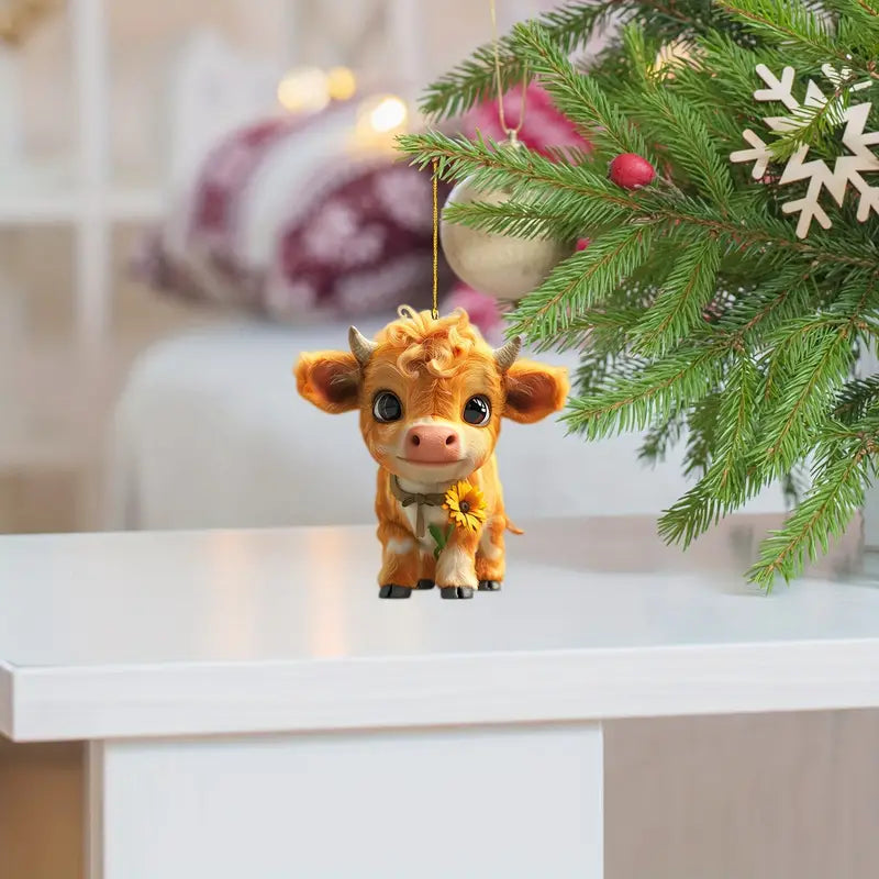 Cute Baby Cow Acrylic Ornament - Gift For Cow Lover's