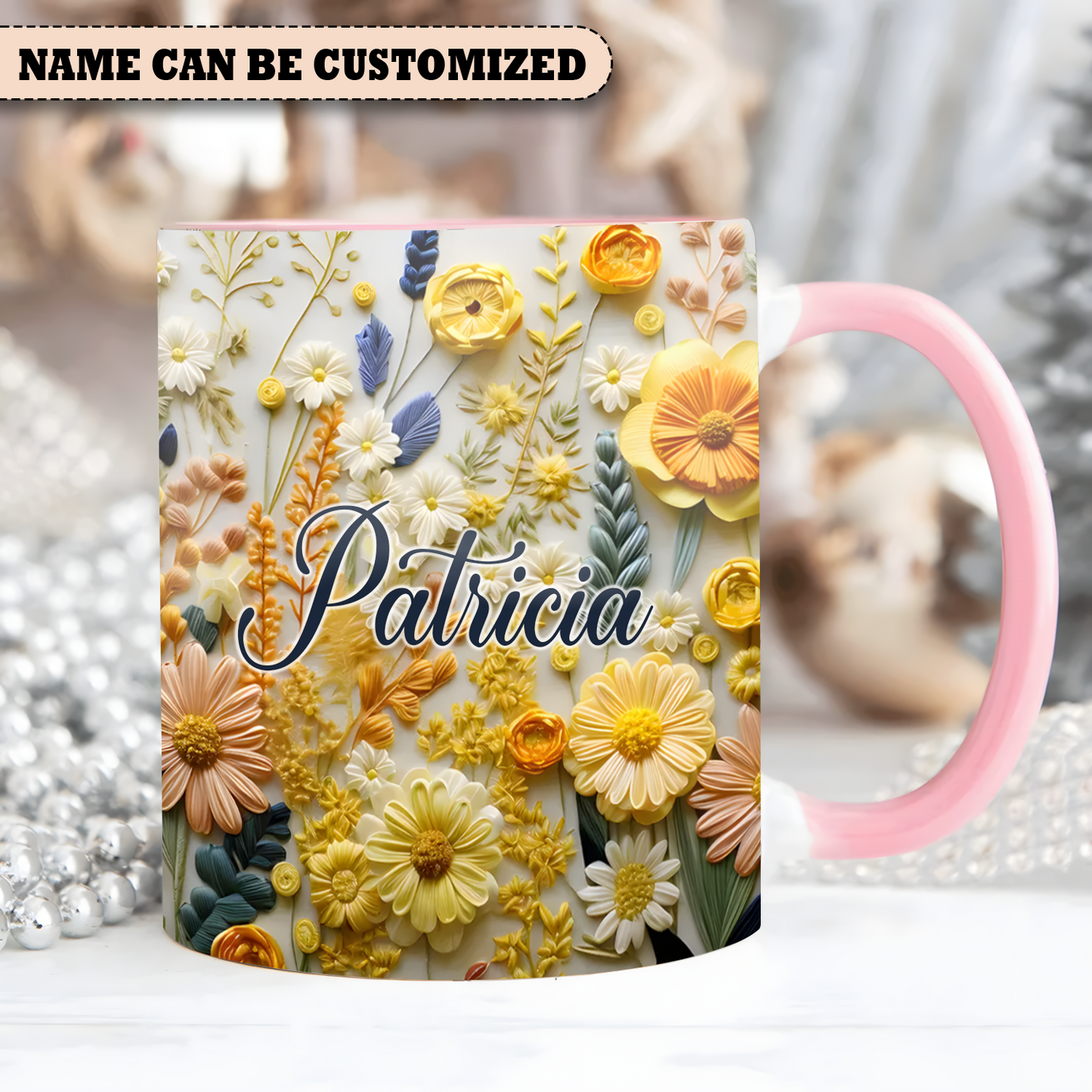 Flowers Mug - Personalized Flowers Accent Mug