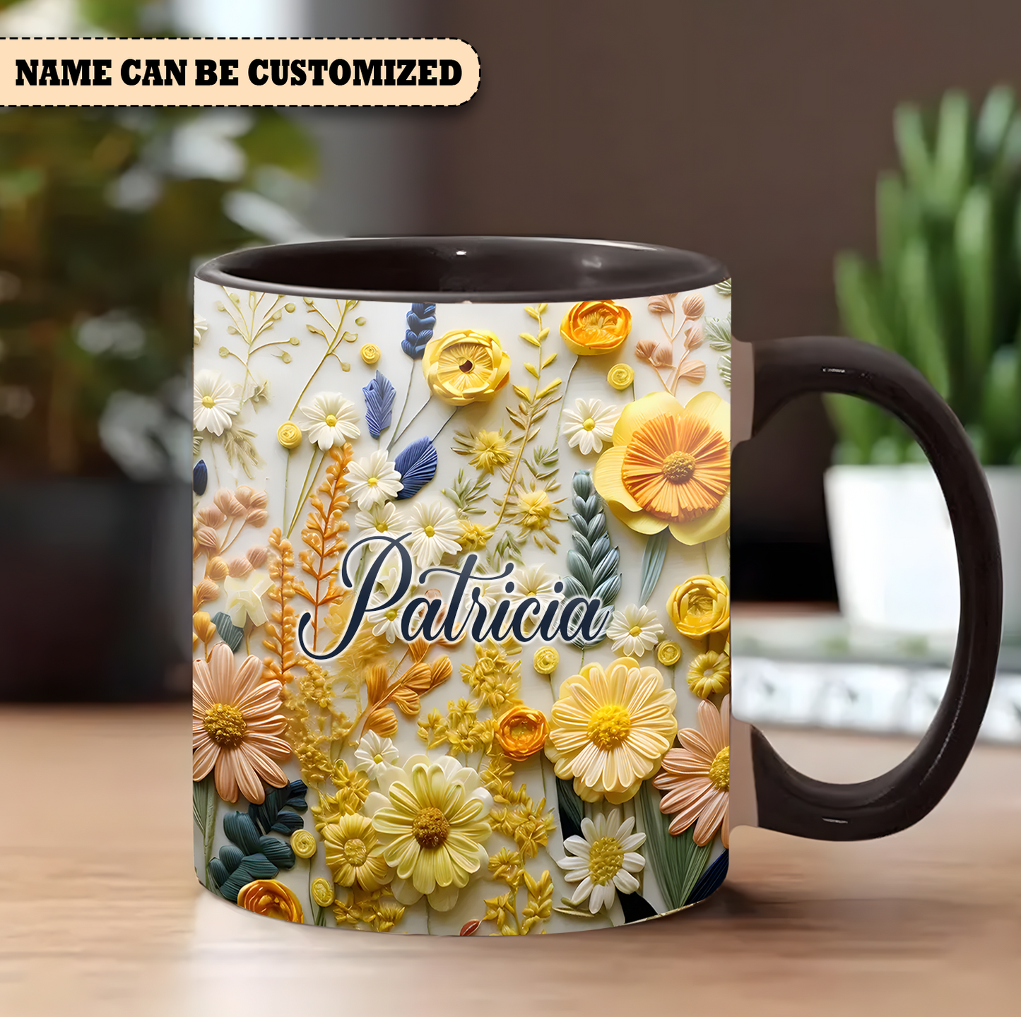 Flowers Mug - Personalized Flowers Accent Mug