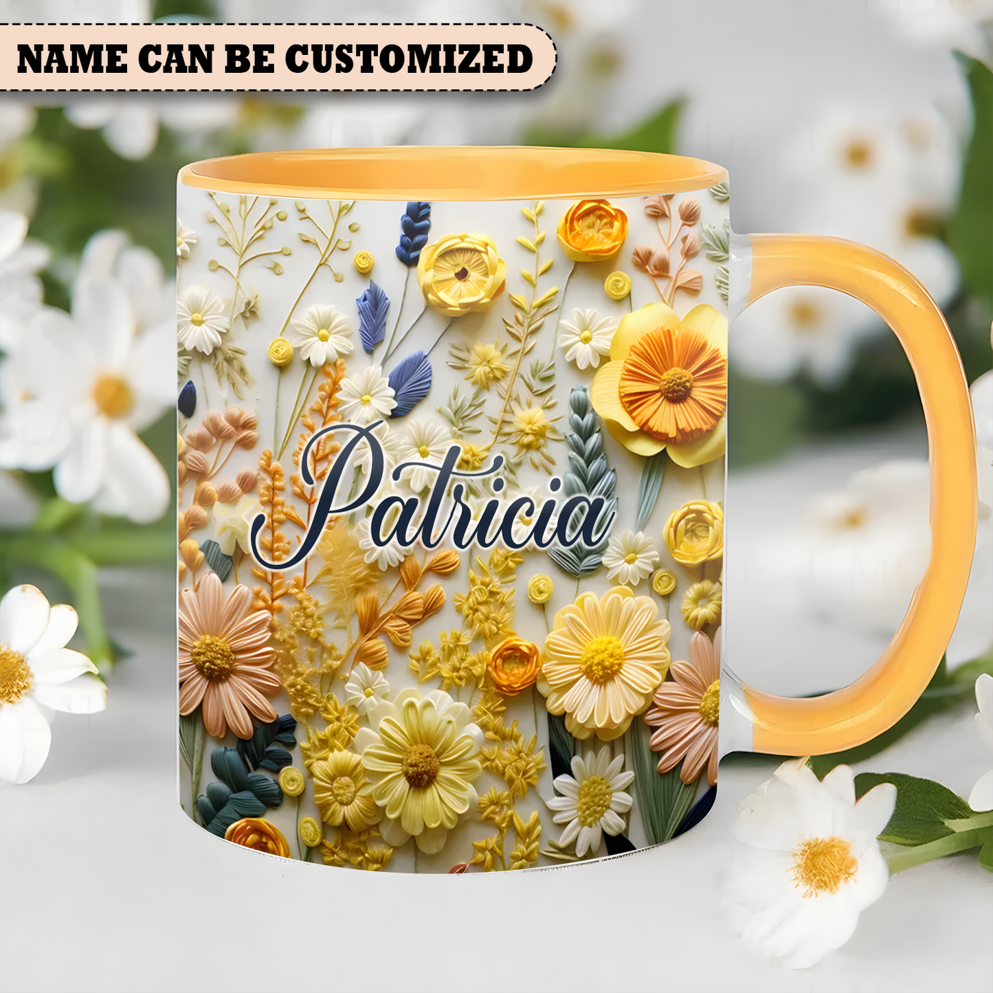 Flowers Mug - Personalized Flowers Accent Mug