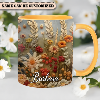 Beautiful Floral Mug - Personalized Flowers Accent Mug