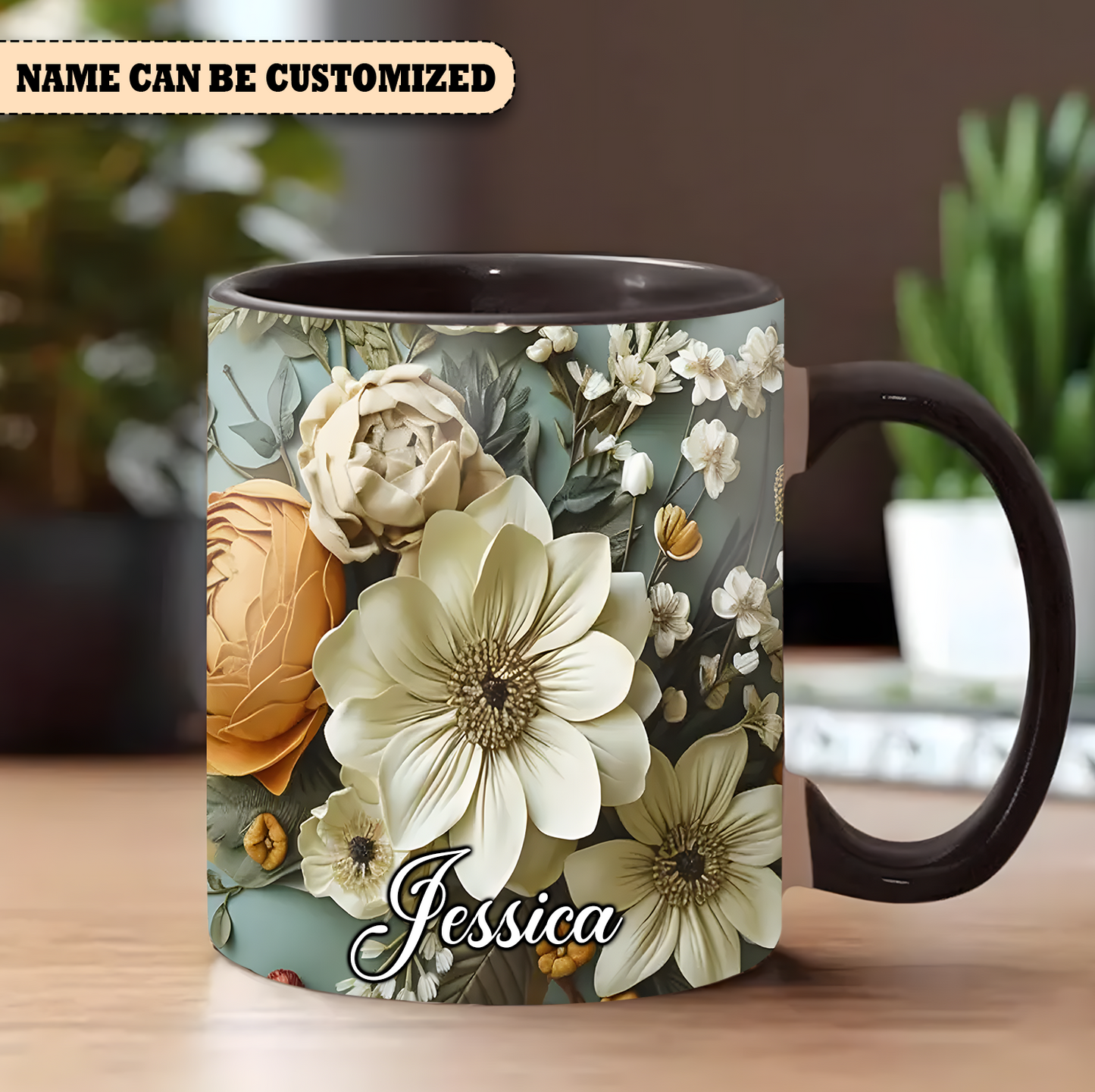 Charming Flowers Mug - Personalized Flowers Accent Mug