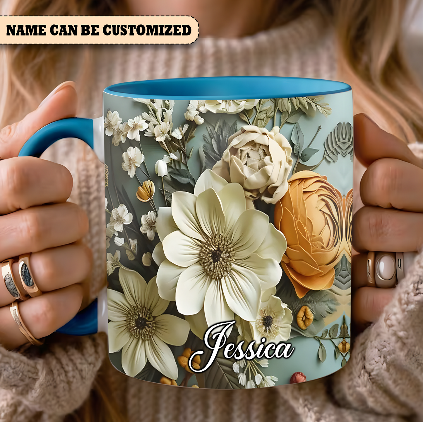 Charming Flowers Mug - Personalized Flowers Accent Mug