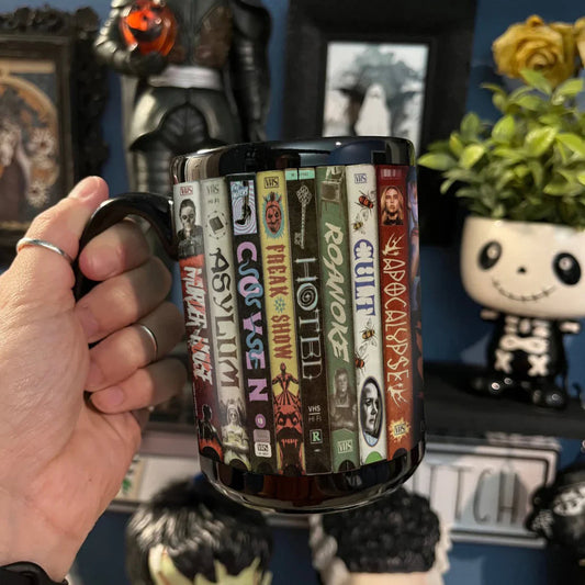 VHS Tape American Horror Stories Nostalgic Black Mug