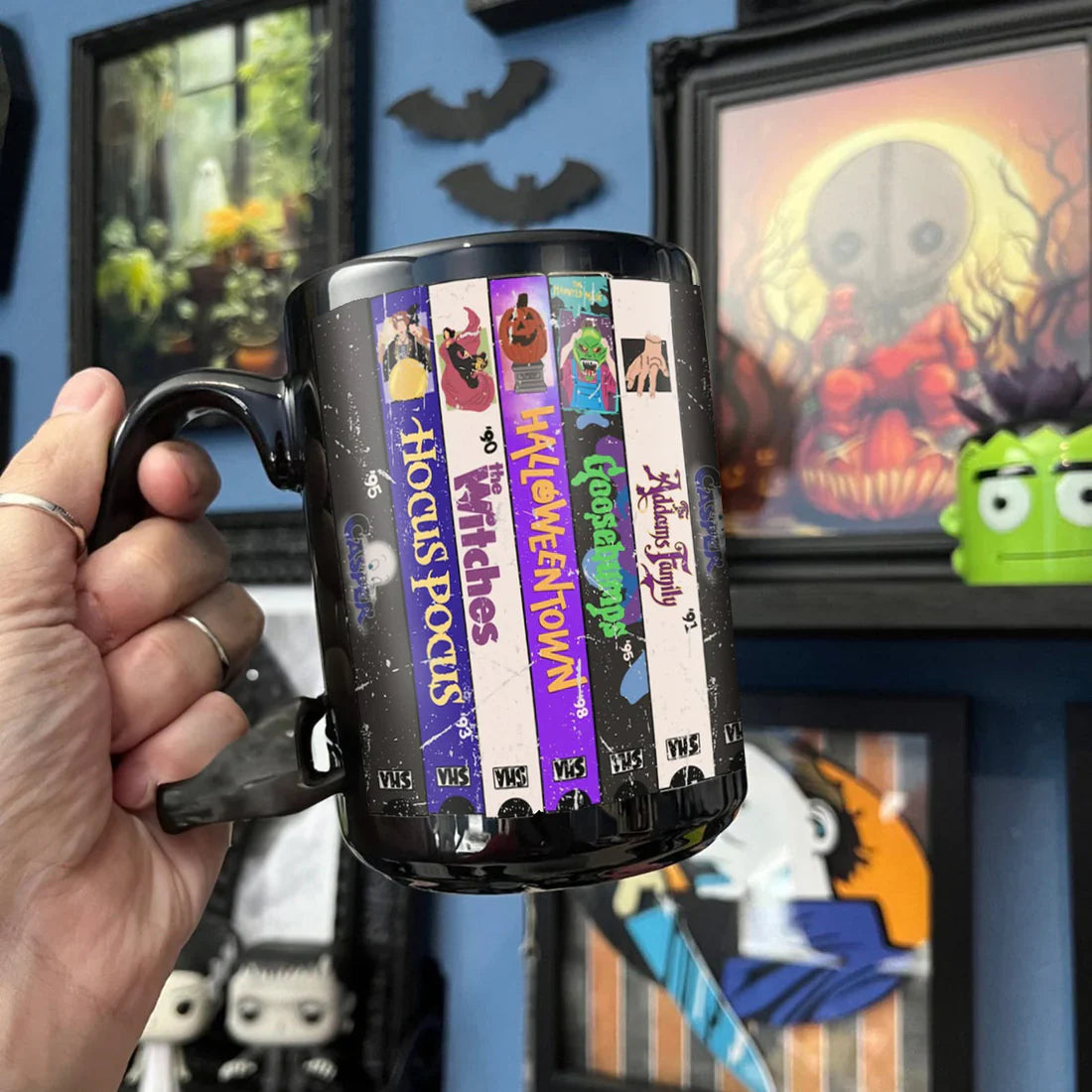 VHS Tape 90s Halloween Movies Nostalgic Black Mug