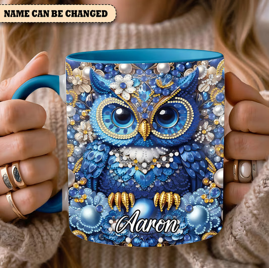 Sparkle Owl - Personalized Owl Accent Mug 