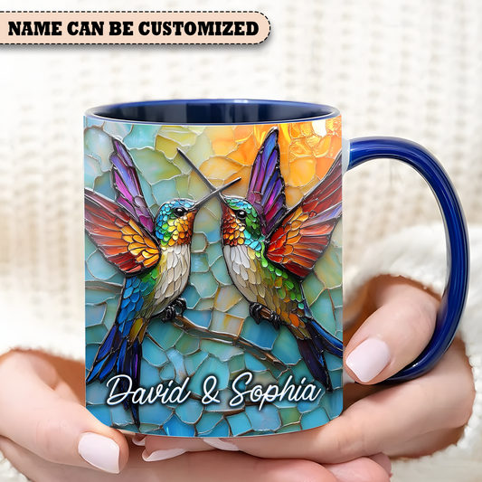 Couple Hummingbird Ceramic - Personalized Hummingbird Accent Mug