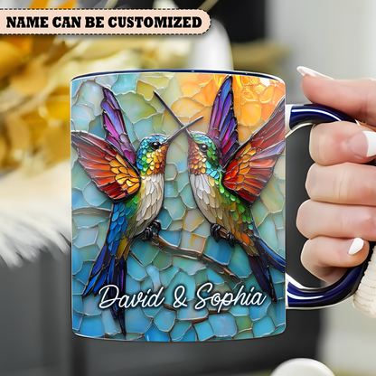 Couple Hummingbird Ceramic - Personalized Hummingbird Accent Mug