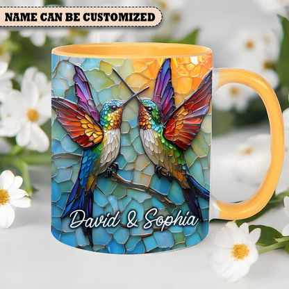 Couple Hummingbird Ceramic - Personalized Hummingbird Accent Mug