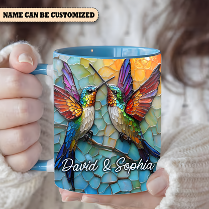 Couple Hummingbird Ceramic - Personalized Hummingbird Accent Mug