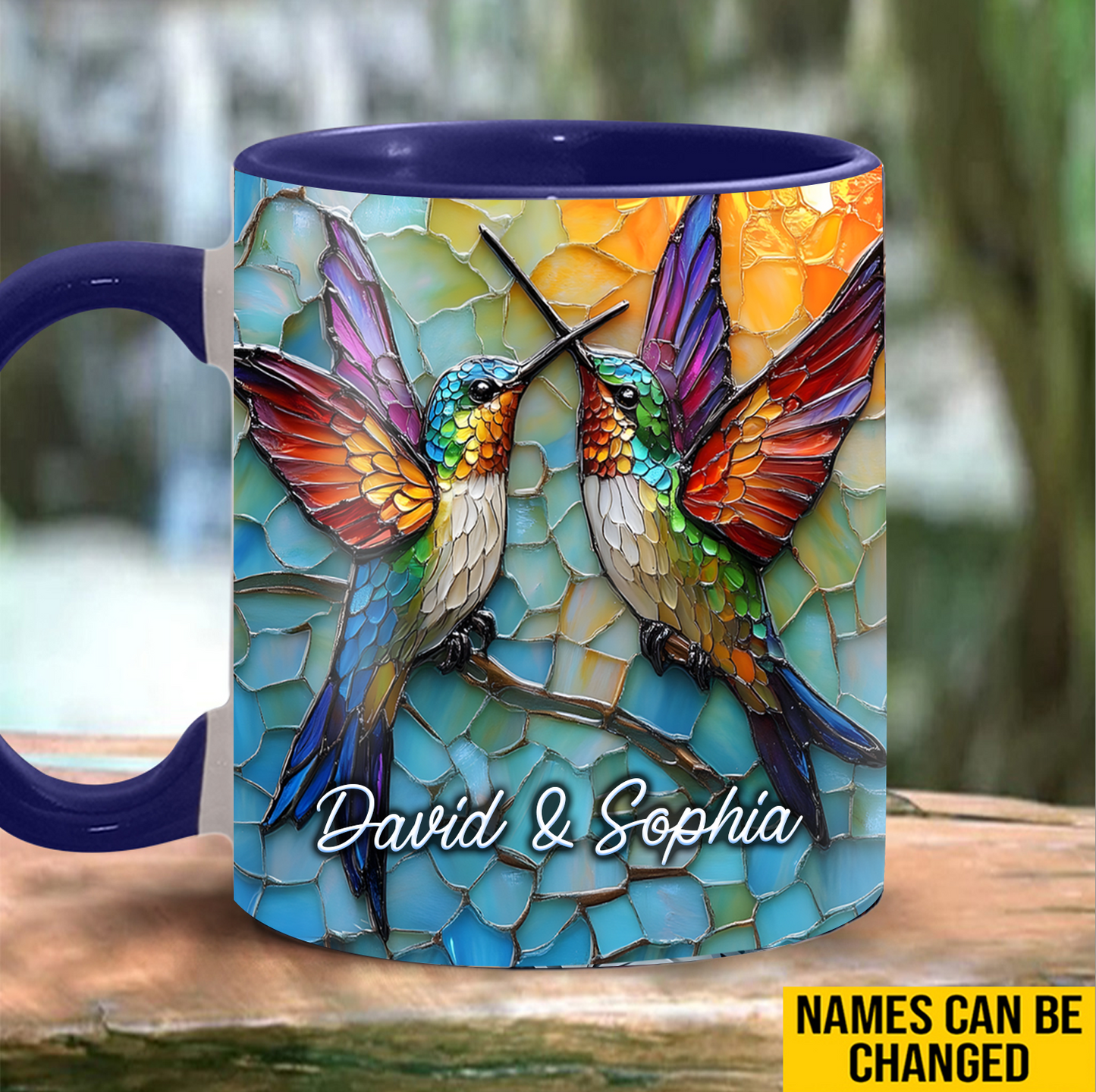 Couple Hummingbird Ceramic - Personalized Hummingbird Accent Mug