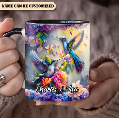 Personalized Hummingbirds Floral Accent Mug