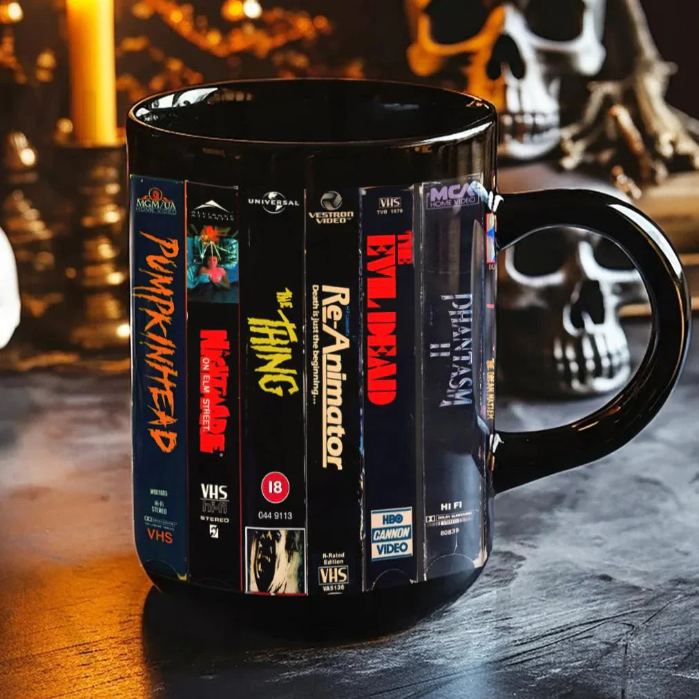 VHS Tape Halloween Movies Nostalgic Black Mug - Horror Movie