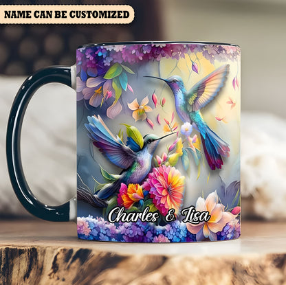 Personalized Hummingbirds Floral Accent Mug