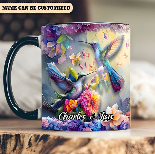 Personalized Hummingbirds Floral Accent Mug