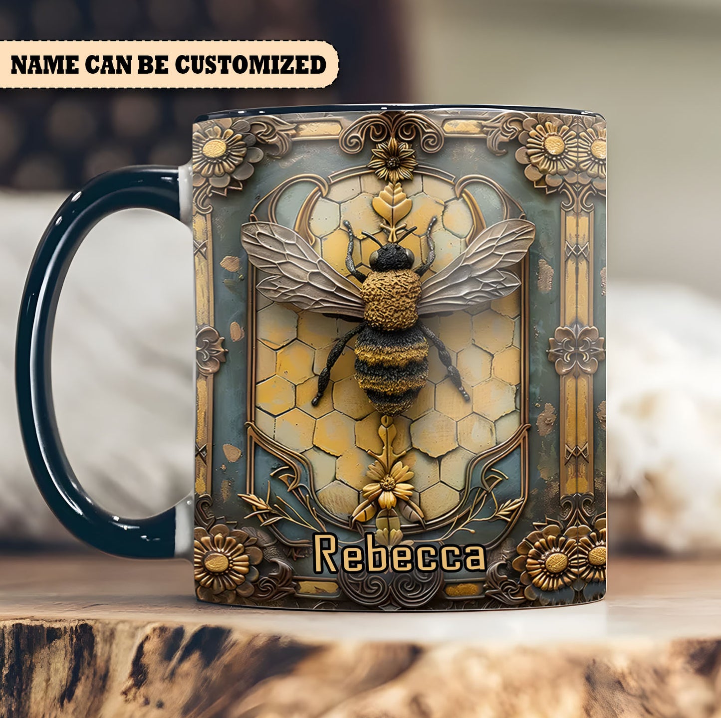 Vintage Bee Personalized Accent Mug