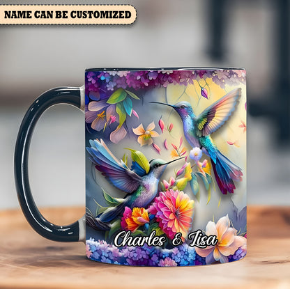 Personalized Hummingbirds Floral Accent Mug