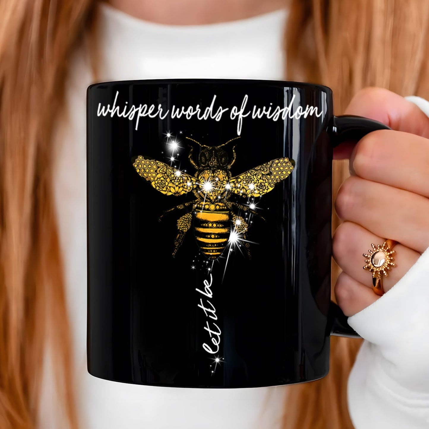 Bee Whisper Word Of Wisdom Let It Be Accent Mug