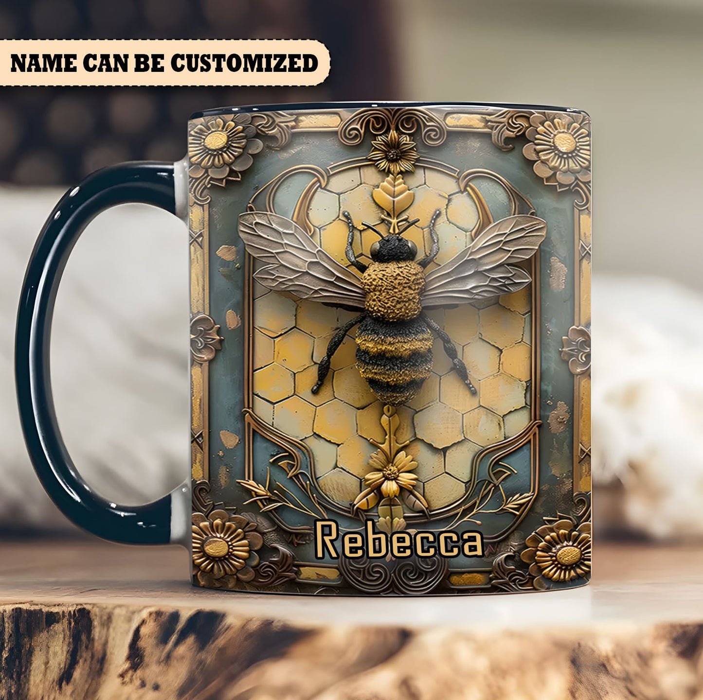 Vintage Bee Personalized Accent Mug