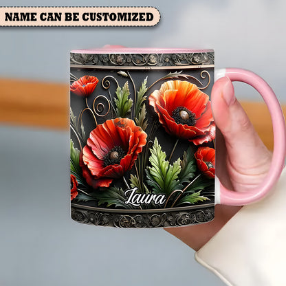 Personalized Vintage Flowers Accent Mug